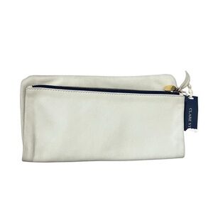 Clare V NWT Foldover Clutch White Leather Purse With Zip Pocket Women’s Bag